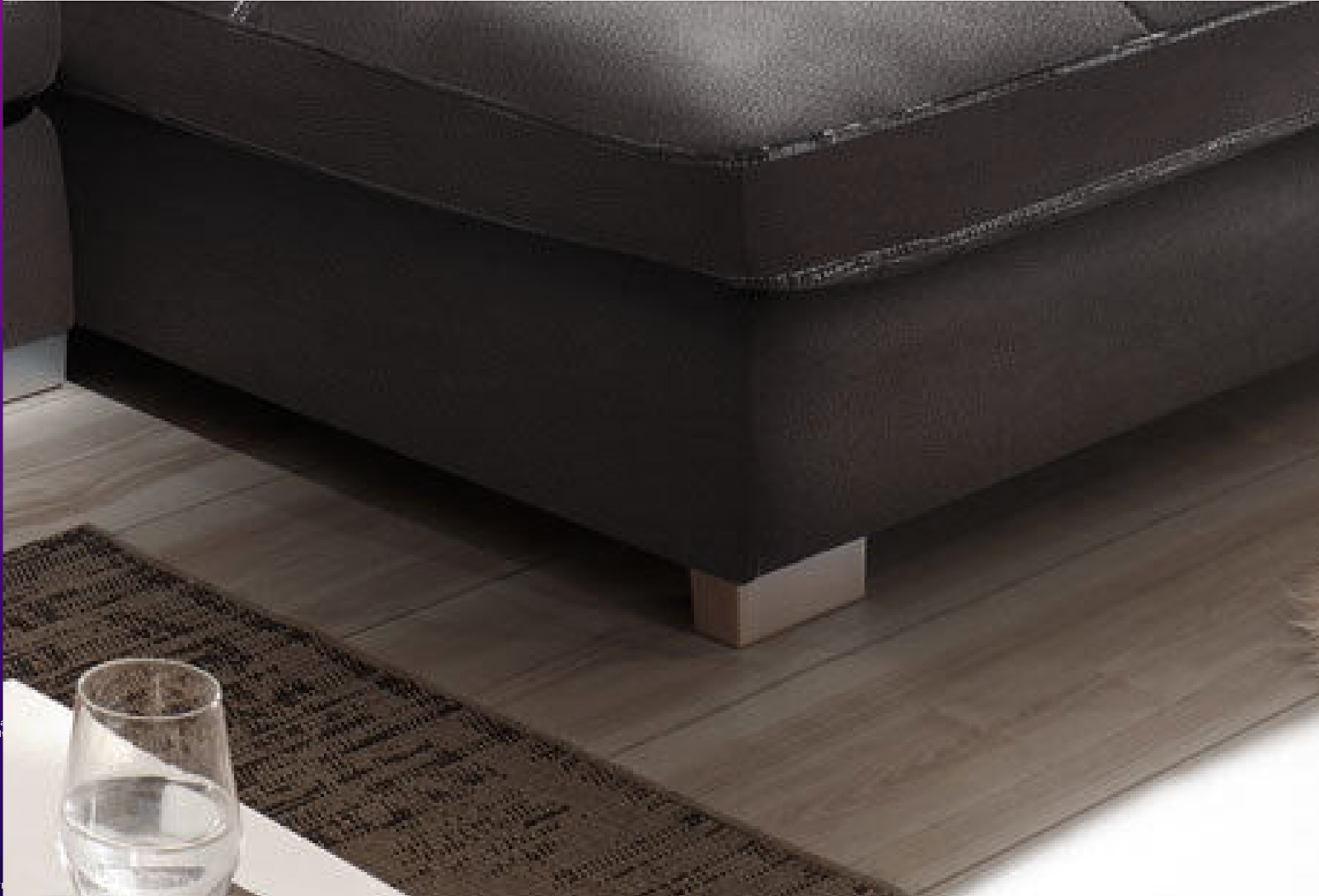 Design Couchgarnitur Anthrazit Sofa K-Leder Eck Big Sofa Wohnlandschaft Links
