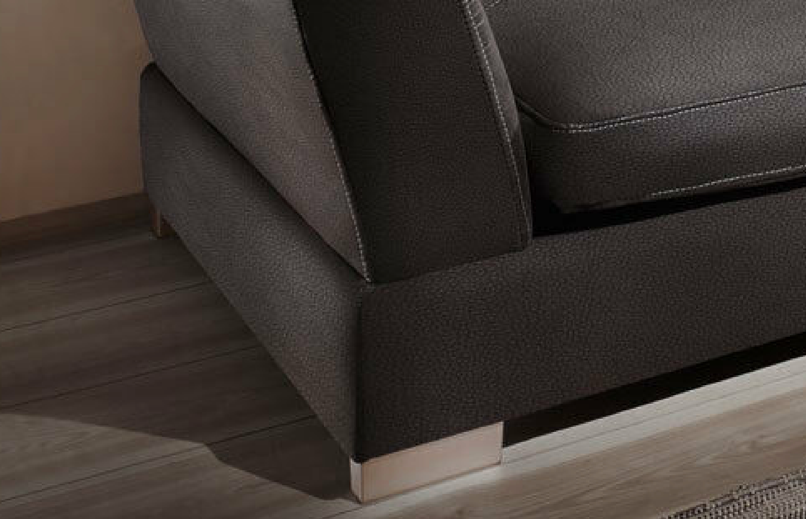 Design Couchgarnitur Anthrazit Sofa K-Leder Eck Big Sofa Wohnlandschaft Rechts