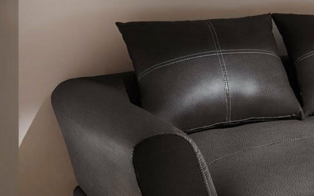 Design Couchgarnitur Anthrazit Sofa K-Leder Eck Big Sofa Wohnlandschaft Rechts
