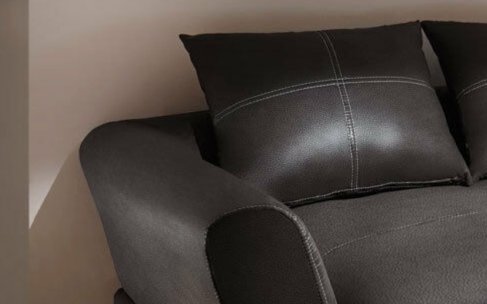 Design Couchgarnitur Anthrazit Sofa K-Leder Eck Big Sofa Wohnlandschaft Rechts
