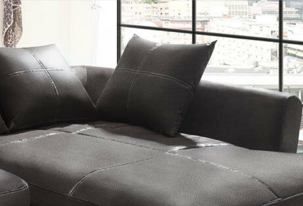 Design Couchgarnitur Anthrazit Sofa K-Leder Eck Big Sofa Wohnlandschaft Rechts