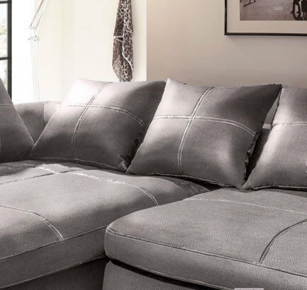 Design Couchgarnitur Grau Sofa K-Leder Eck Sofa Wohnlandschaft Megasofa Links