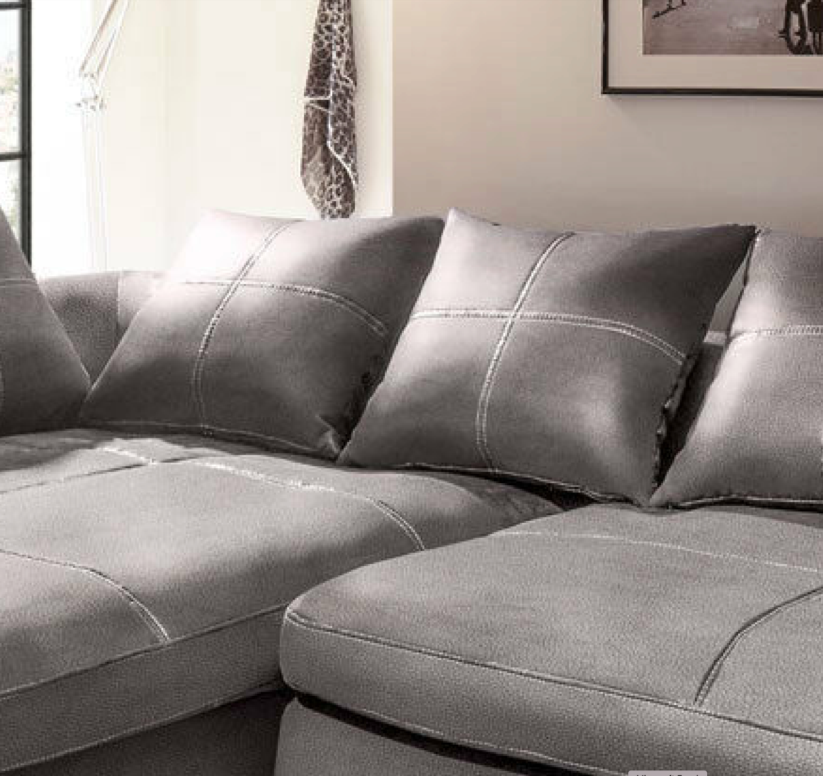 Design Couchgarnitur Grau Sofa K-Leder Eck Sofa Wohnlandschaft Megasofa Links