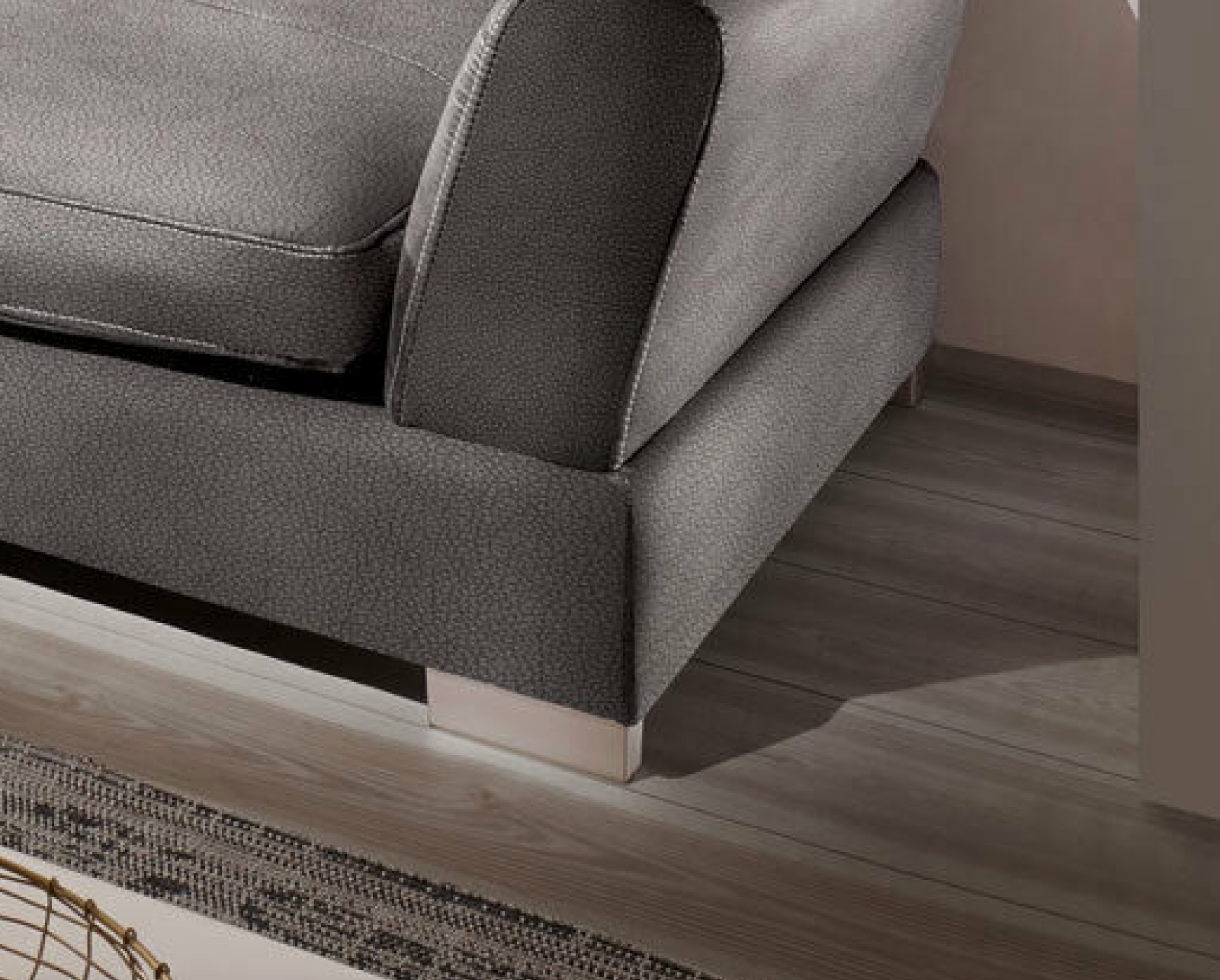Design Couchgarnitur Grau Sofa K-Leder Eck Sofa Wohnlandschaft Megasofa Links