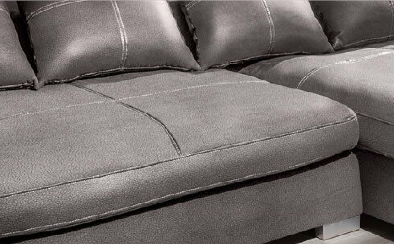 Design Couchgarnitur Grau Sofa K-Leder Eck Sofa Wohnlandschaft Megasofa Rechts