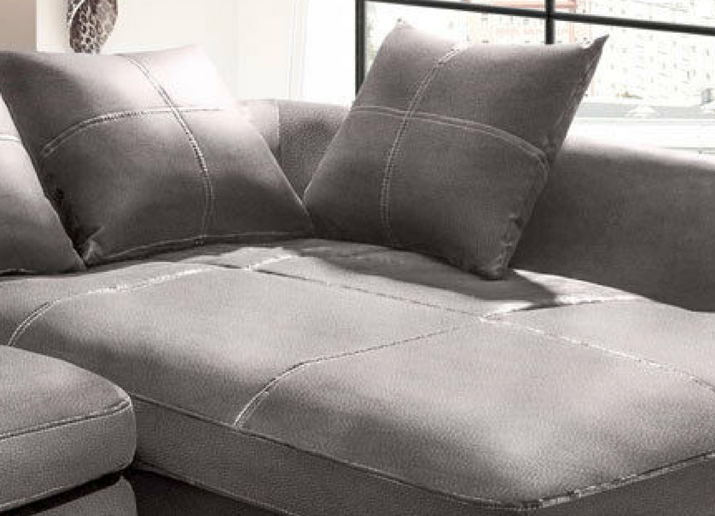 Design Couchgarnitur Grau Sofa K-Leder Eck Sofa Wohnlandschaft Megasofa Rechts