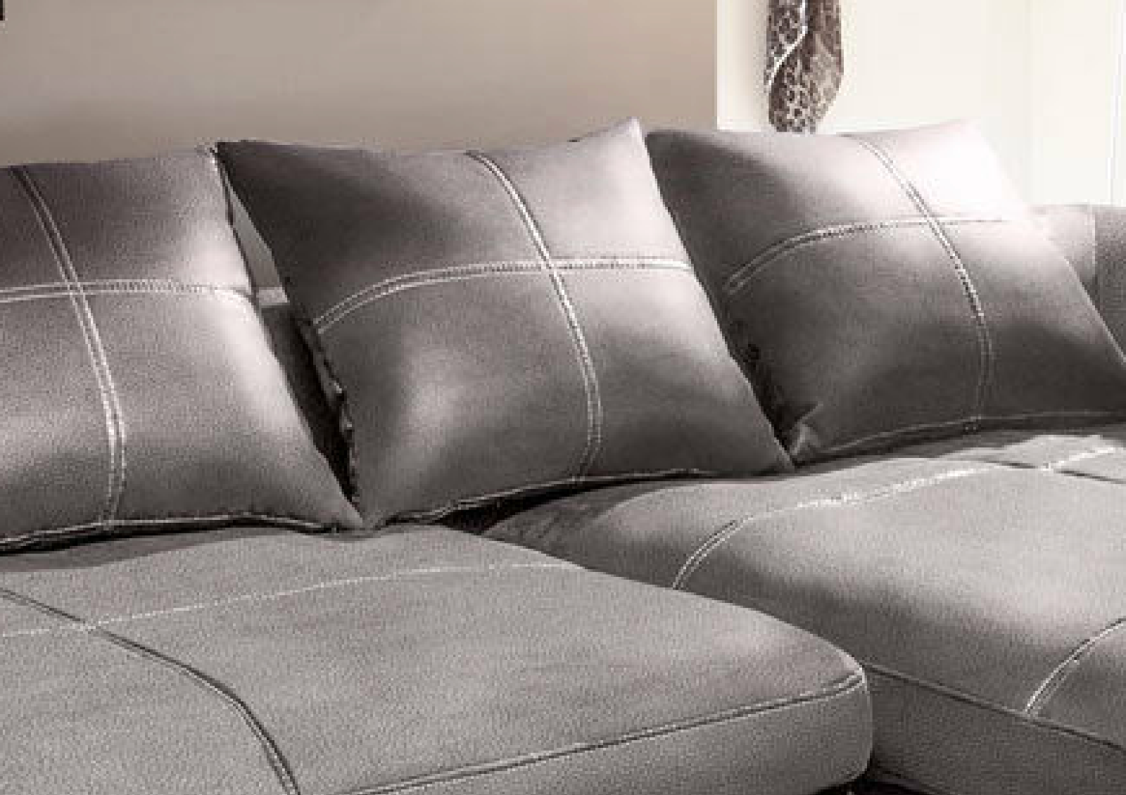 Design Couchgarnitur Grau Sofa K-Leder Eck Sofa Wohnlandschaft Megasofa Rechts