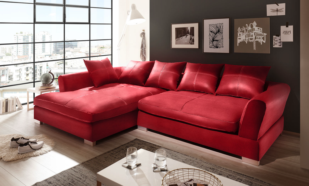 Verkaufen bei eBay ist kostenlos Nicht für gewerbliche Verkäufer Solch einen Artikel verkaufen Design Couchgarnitur Rot Big K Leder Sofa Eck Sofa Wohnlandschaft Megasofa Links