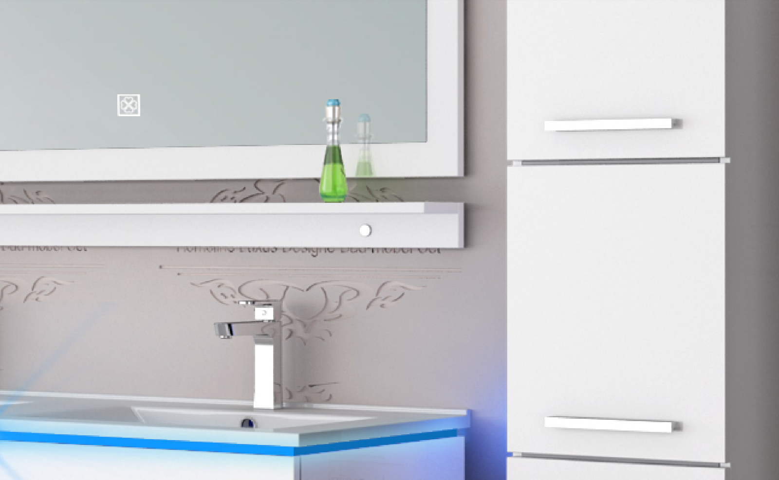 Doppelwaschtisch 240 cm Weiss Hochglanz Doppel Waschbecken Badmöbel Set Led Syt
