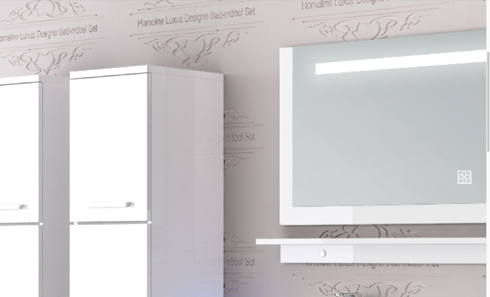 Doppelwaschtisch 240 cm Weiss Hochglanz Doppel Waschbecken Badmöbel Set Led Syt
