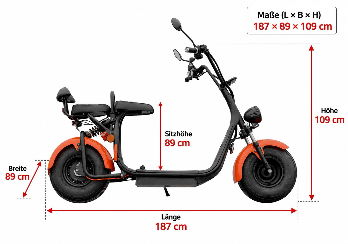 E-Roller Volta SE-03 Max 45 km/h 1500W 72V 20Ah Elektro Scooter 59 km Orange