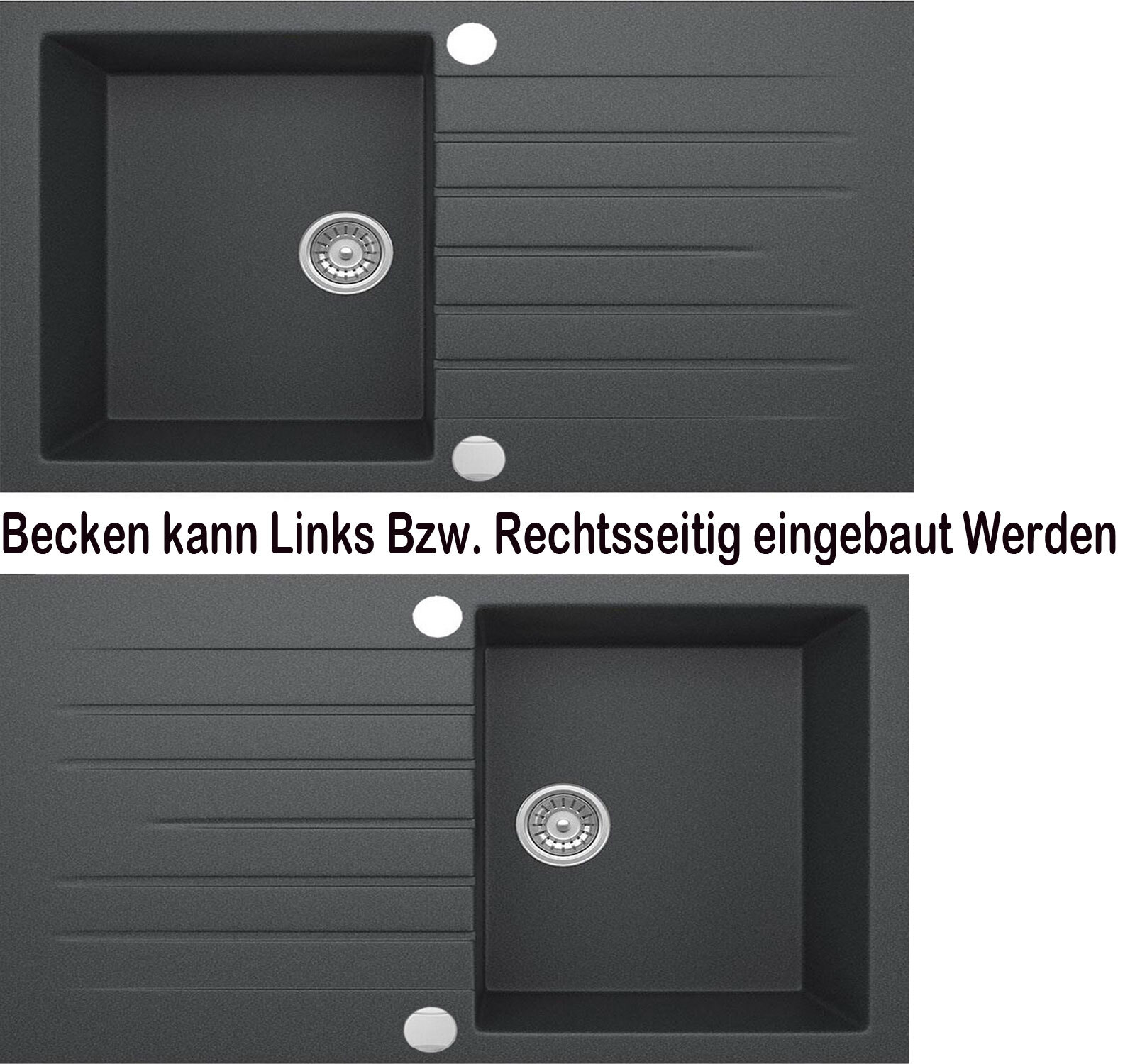 Granitspüle Schwarz Weiß Grau San Küchenspüle Einbauspüle Spülbecken Spüle 76x45
