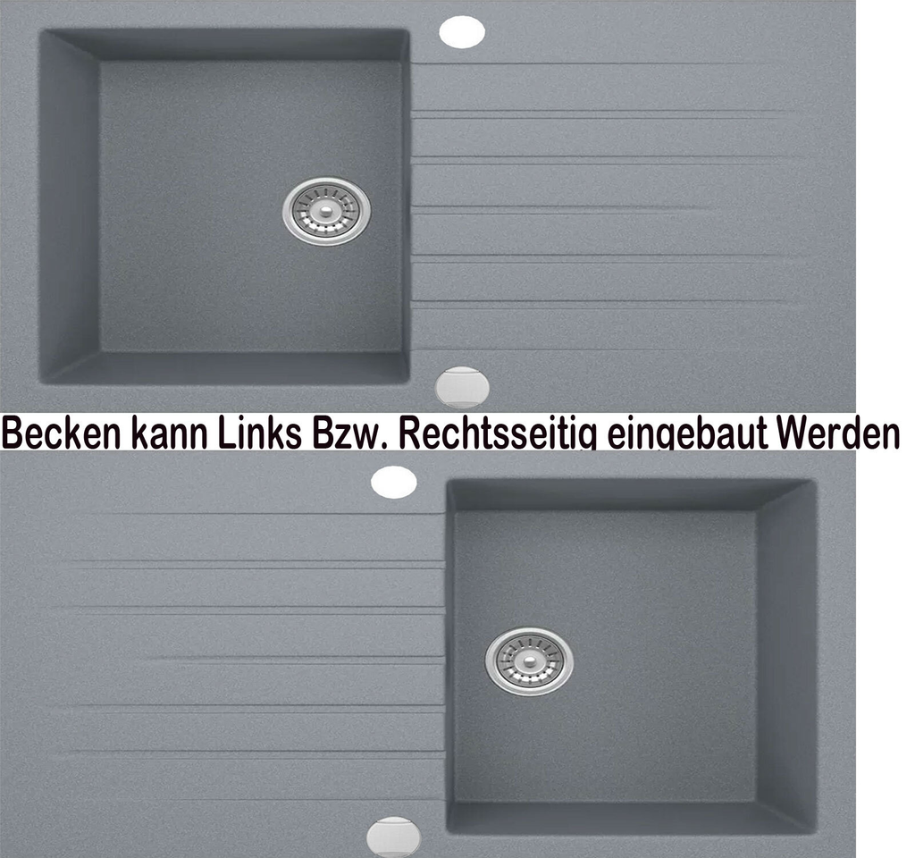 Granitspüle Schwarz Weiß Grau San Küchenspüle Einbauspüle Spülbecken Spüle 76x45