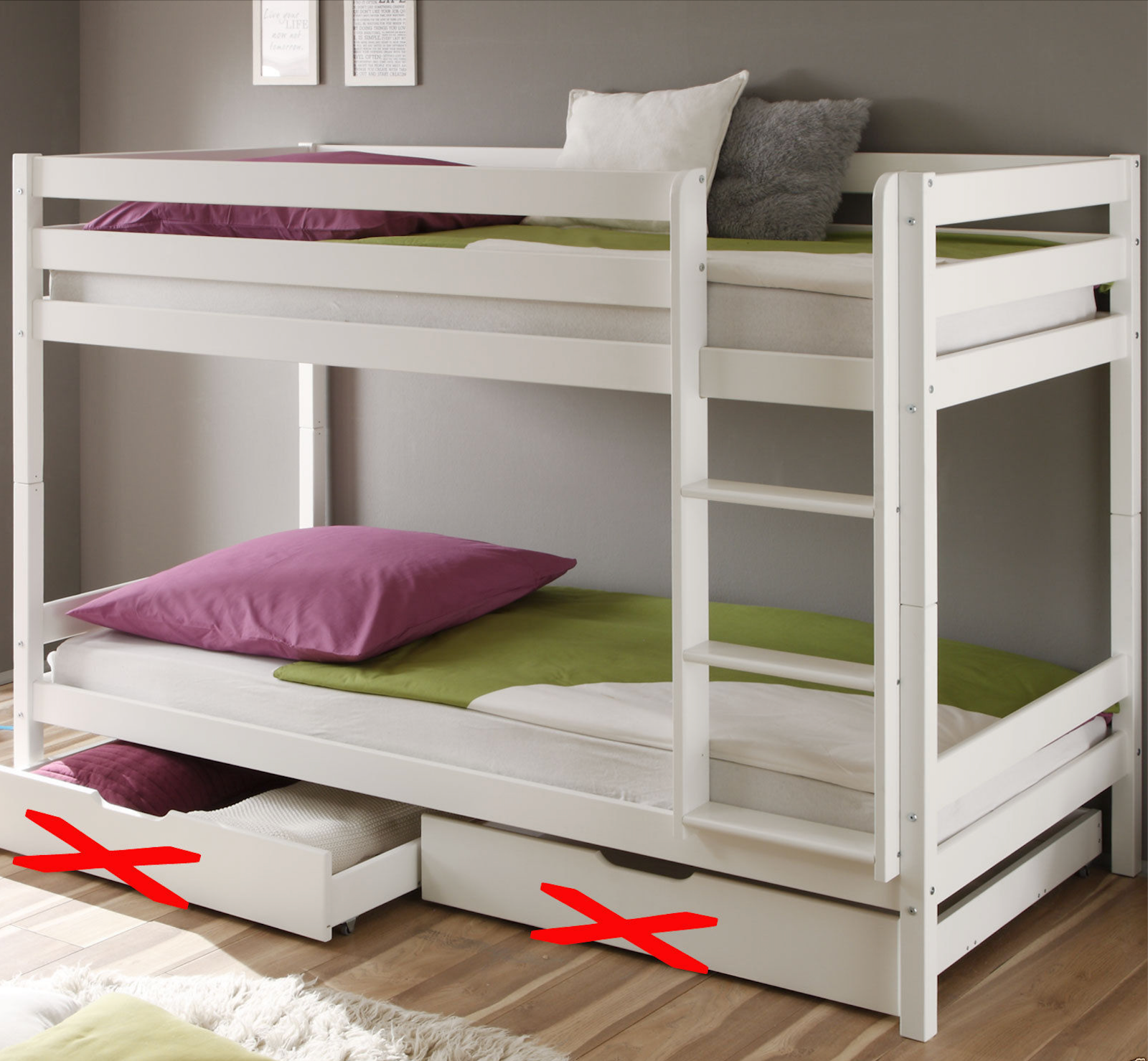 Kinderbett Etagenbett Weiss Hochbett Spielbett Kindeerbett Stockbett 90x200 cm
