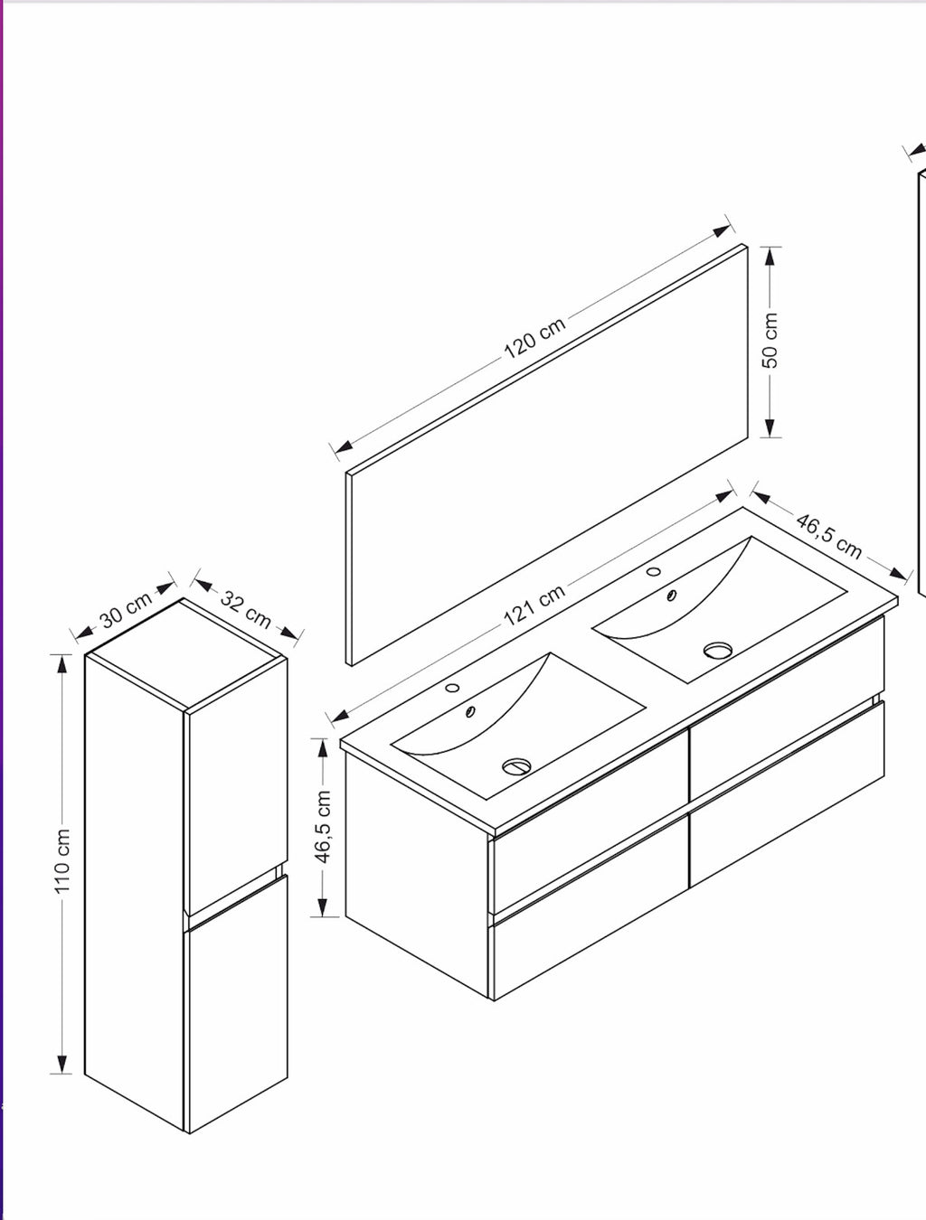 Badmöbel Set Schwarz Hochglanz Badezimmermöbel 120 cm bis 8 Tlg doppelwaschtisch
