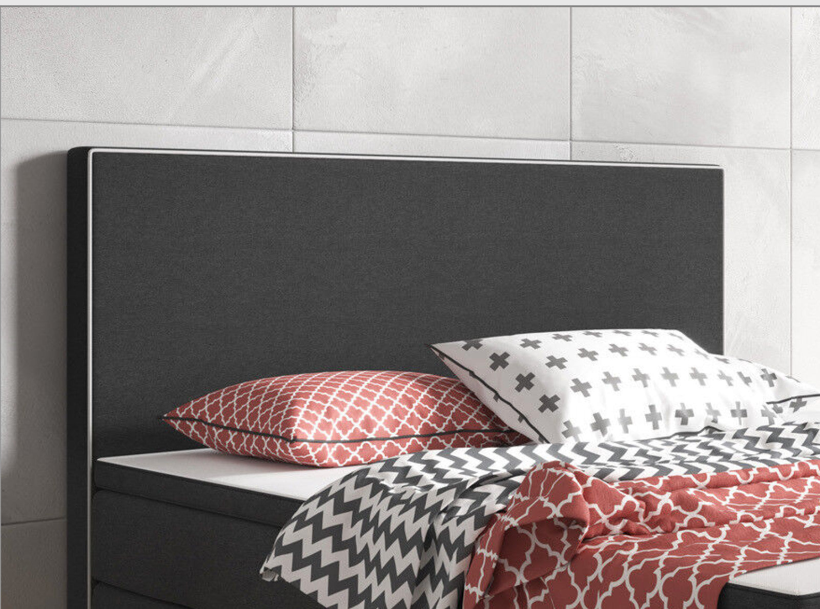 Boxspringbett 180x200 Anthrazit Bett Komfortbett Hotelbett Stoff Bett Riga 31739