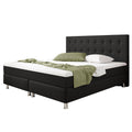 Boxspringbett Bett 180x200 cm  Doppelbett  Webstoff Schwarz Topper  Schlafzimmer