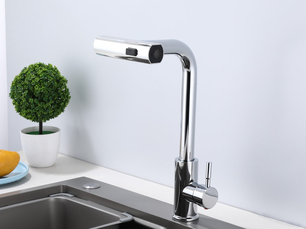 Küchenarmatur 360° Wasserhahn Küche Mischbatterie Spültisch Silber Armatur GF701