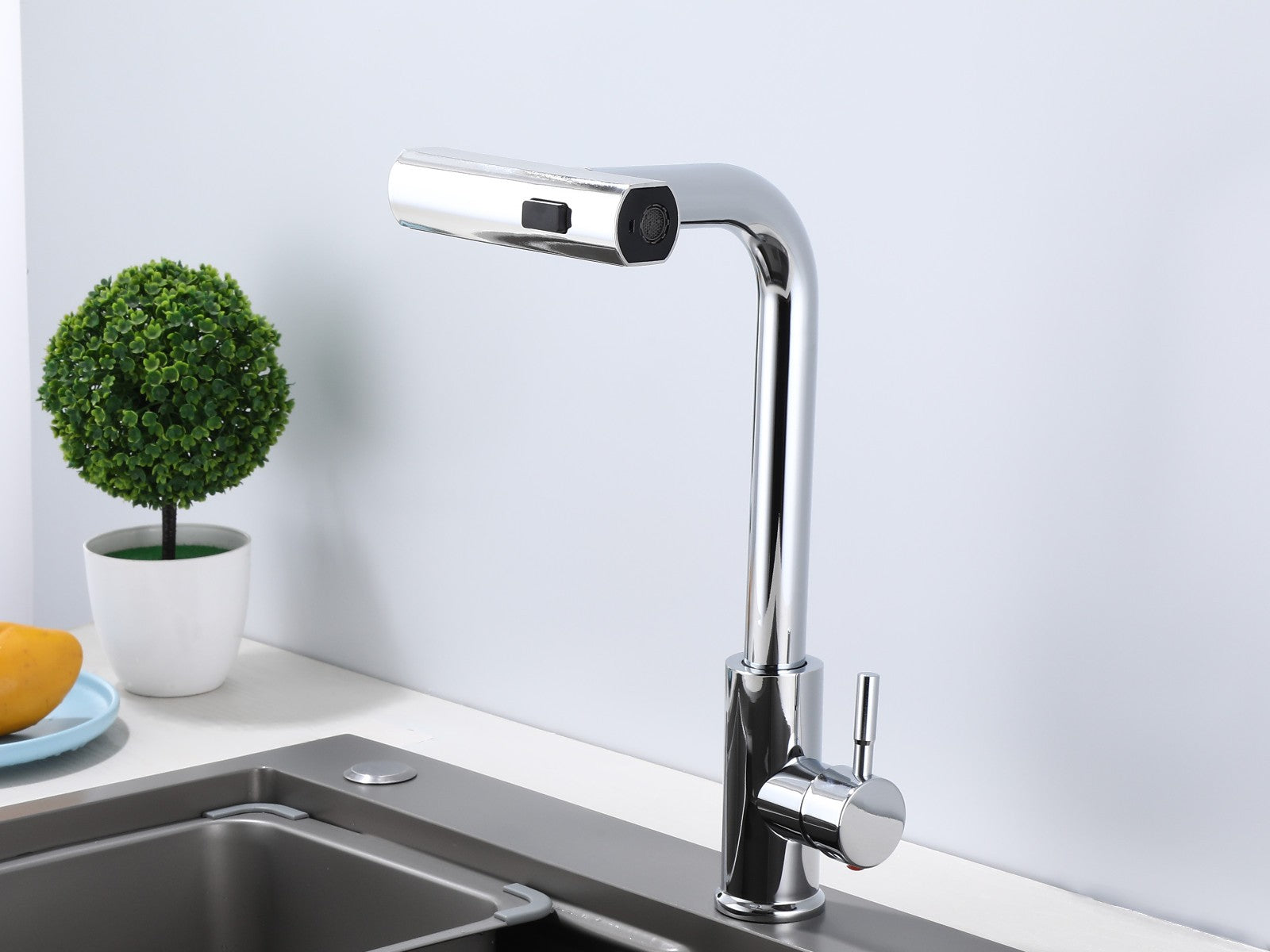 Küchenarmatur 360° Wasserhahn Küche Mischbatterie Spültisch Silber Armatur GF701