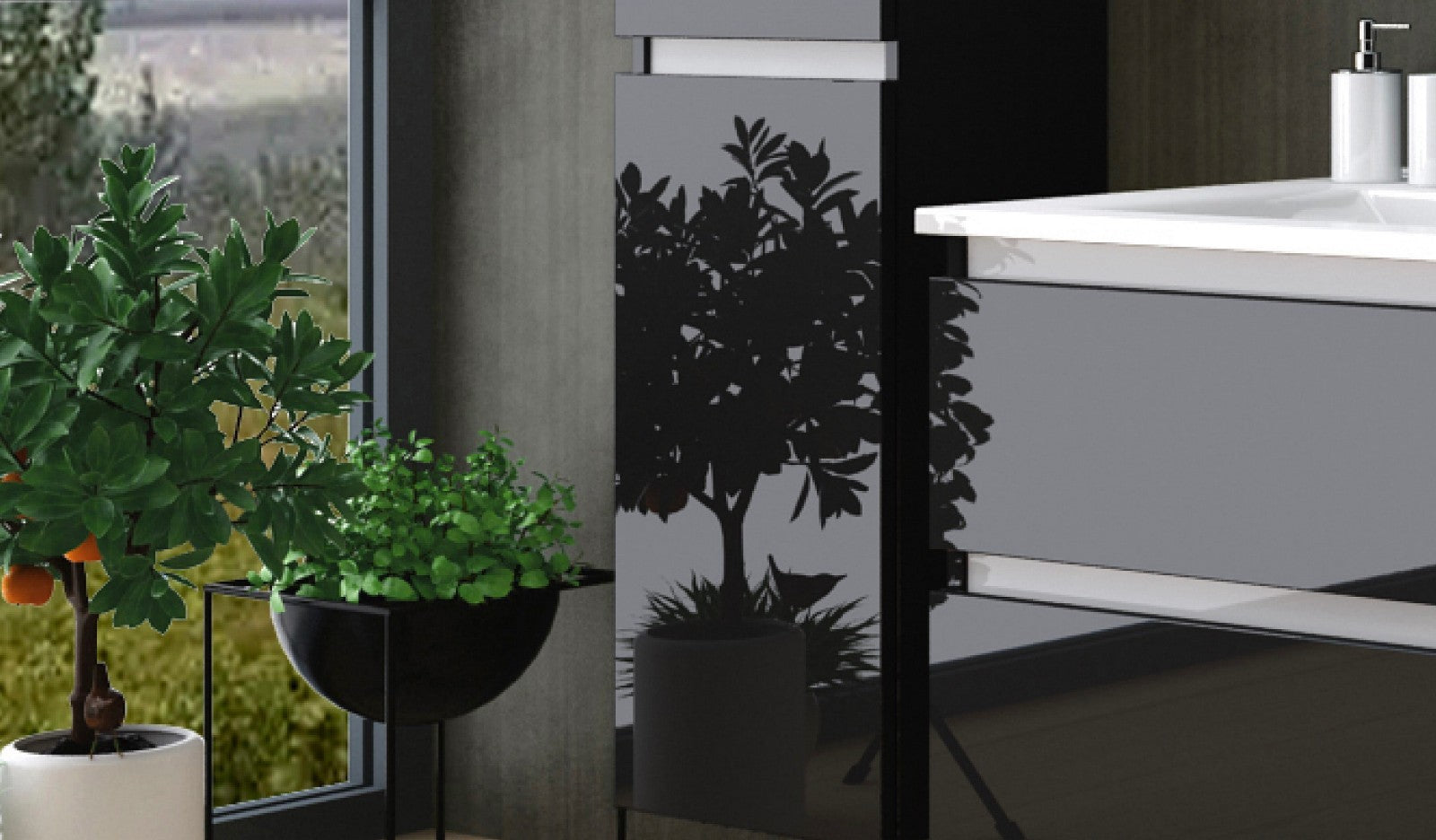 Badmöbel Set Schwarz doppelwaschtisch doppelwaschbecken Kosmetik Spiegel 120 cm