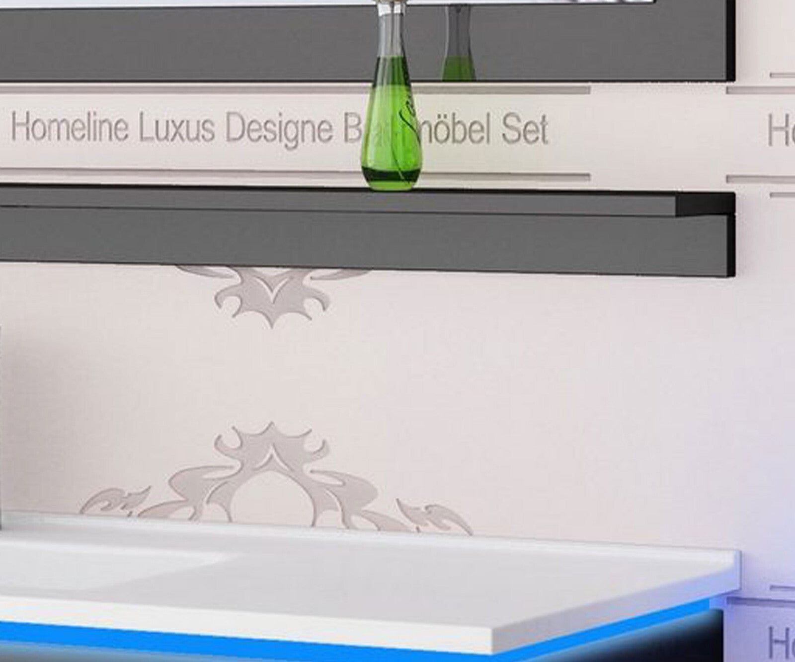 Badmöbel Set  Günstig Kaufen 120 cm Schwarz Lackiert Komplett Hochglanz 4 Teilig