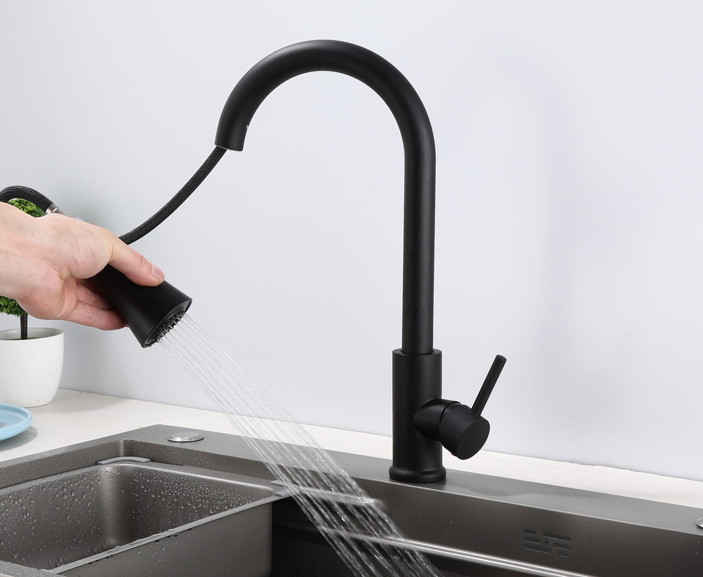 Küchenarmatur 360° Wasserhahn Küche Mischbatterie Spültisch Schwarz GMF803 39cn
