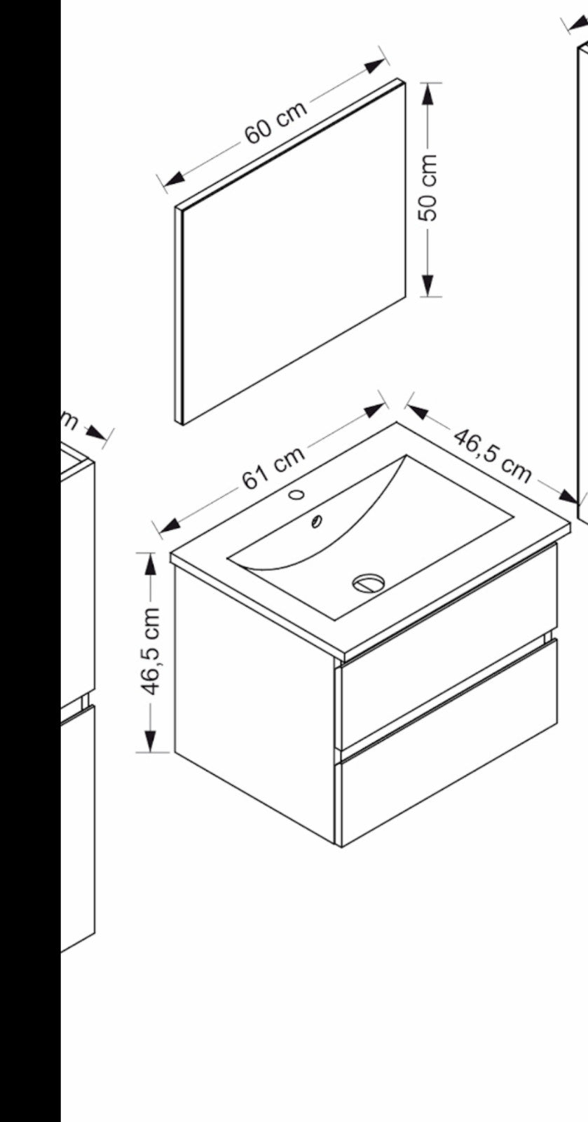 Badmöbel Set montiert Schwarz Hochglanz Badezimmermöbel 60 cm bis 8tlg Bad Möbel