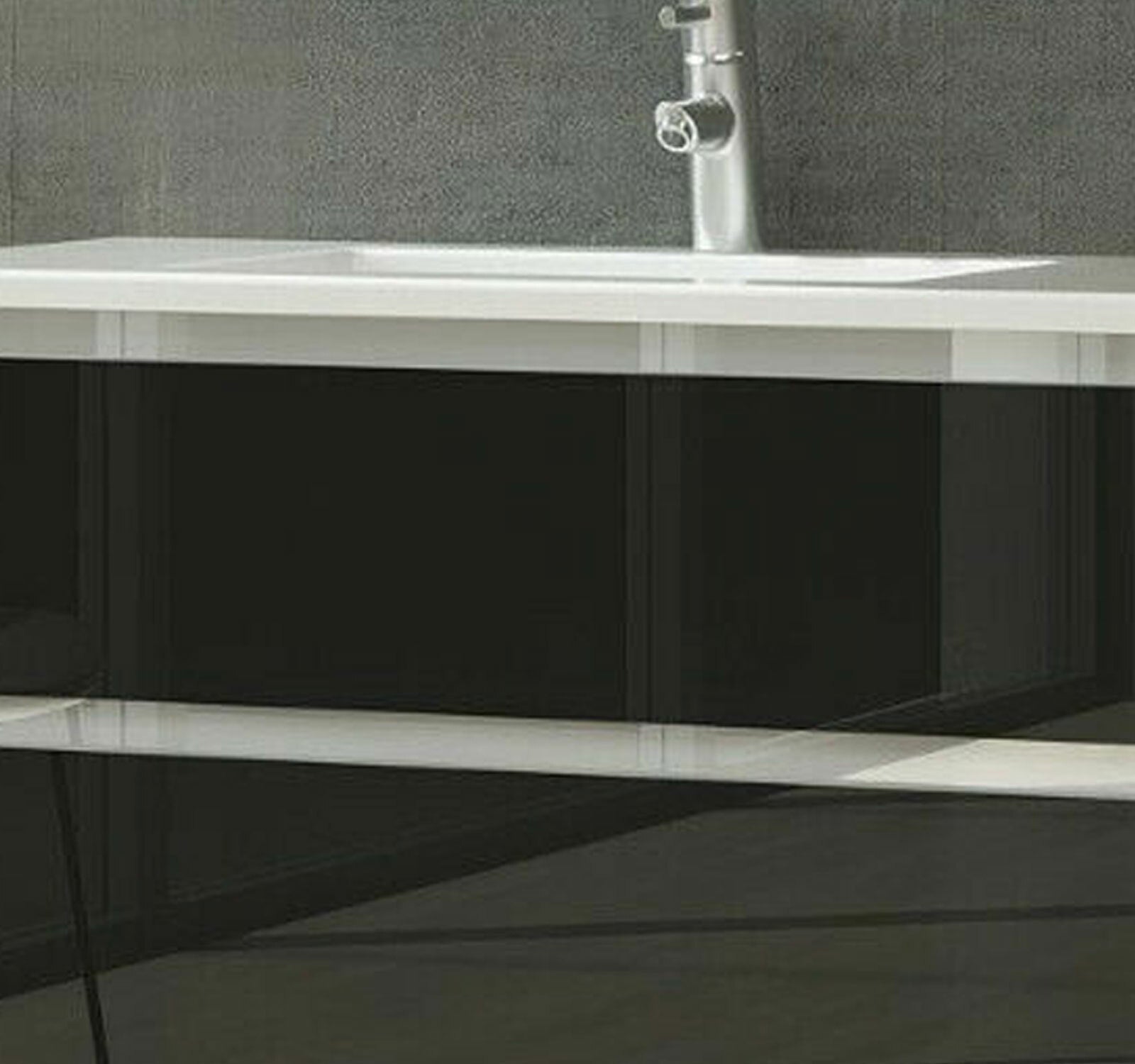 Badmöbel Set Schwarz 4TLG Unterschrank Keramik Spiegel Badezimmermöbel 90 cm bad
