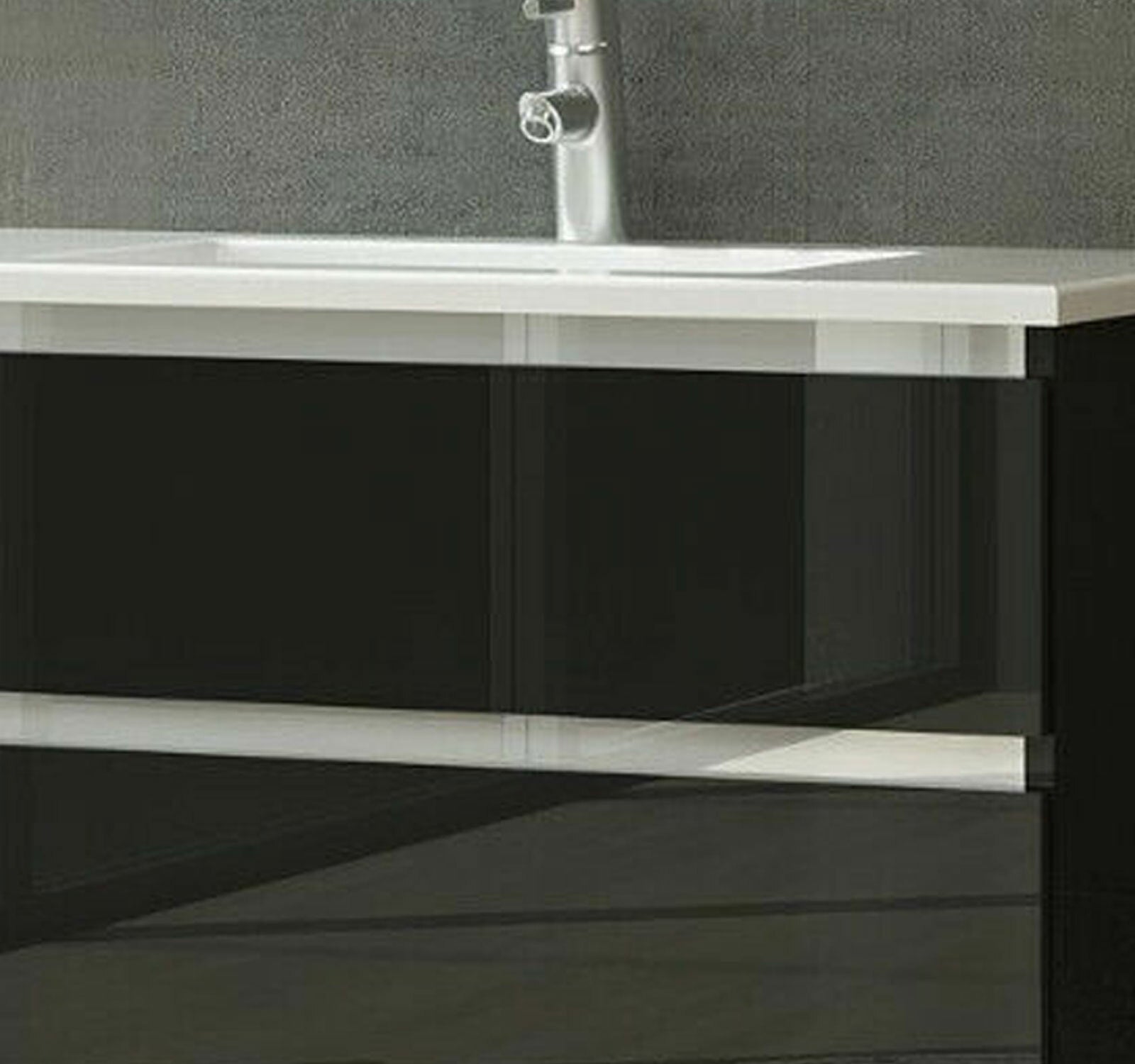 Badmöbel Set Schwarz 4TLG Unterschrank Keramik Spiegel Badezimmermöbel 90 cm bad