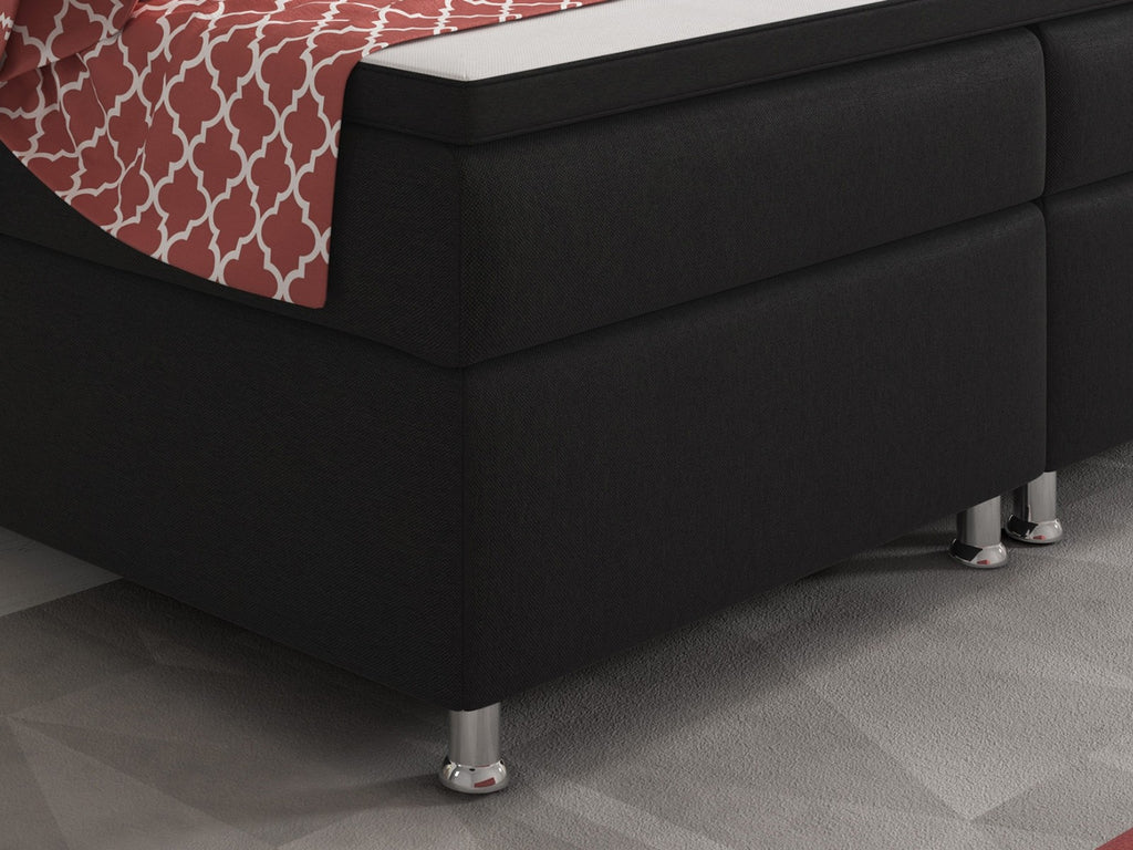 Boxspringbett Bett  90x200 Webstoff Schwarz Einzelbett Schlafzimmer modern