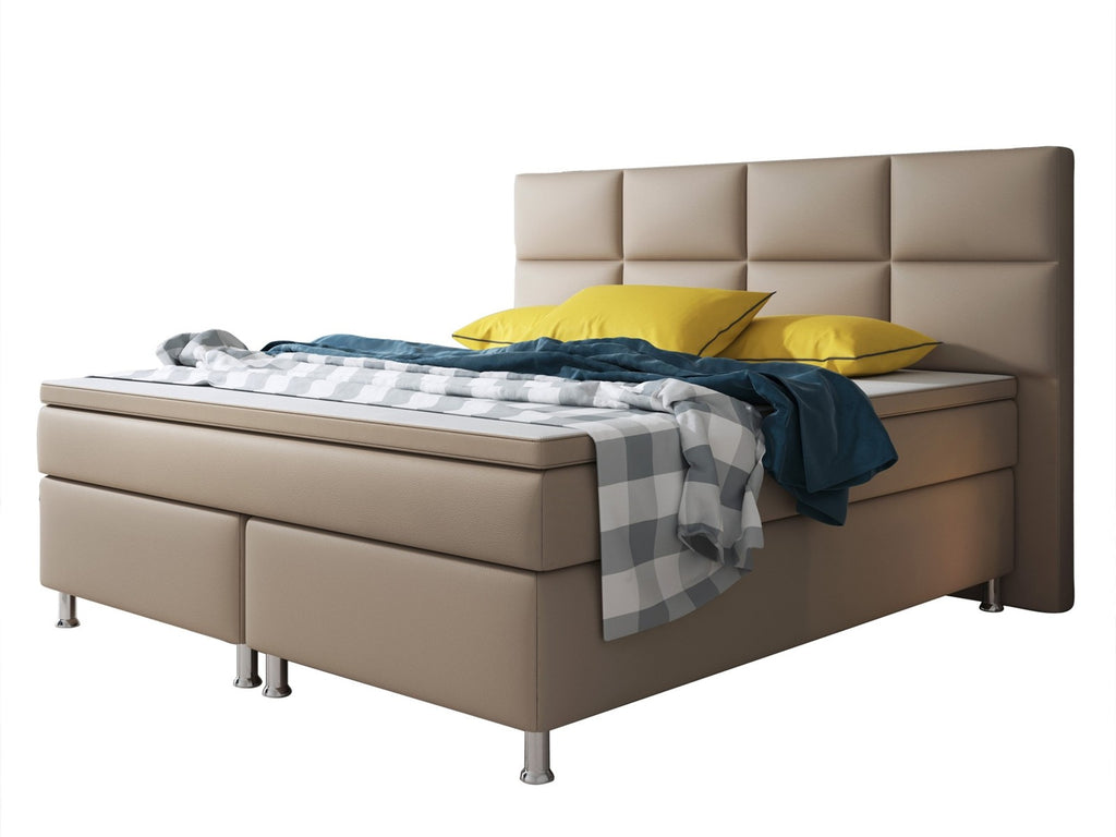 Boxspringbett Bett 180x200 cm Kunstleder Muddy beig Doppelbett  Schlafzimmer