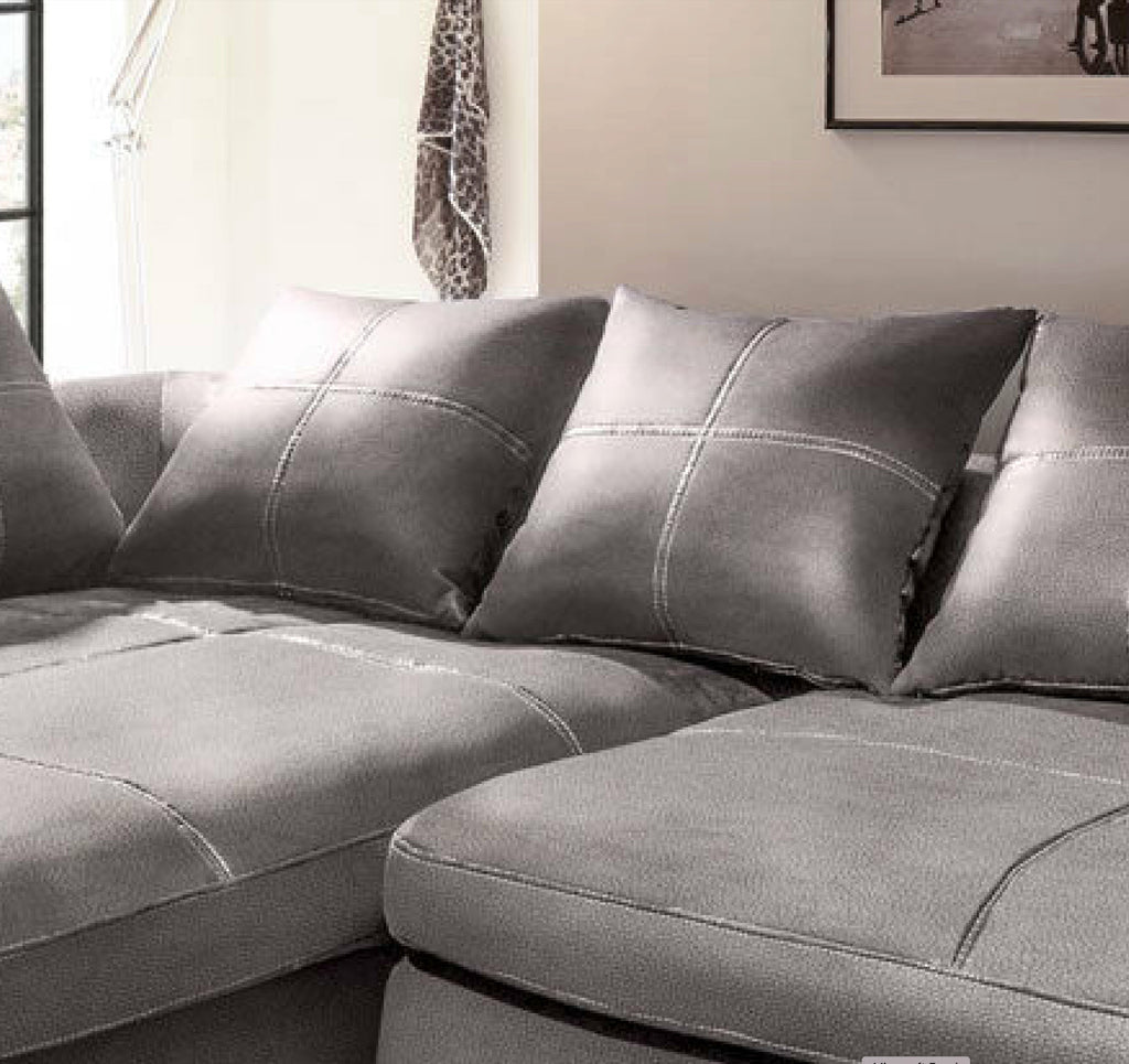 Design Couchgarnitur Grau Sofa K-Leder Eck Sofa Wohnlandschaft Megasofa Links