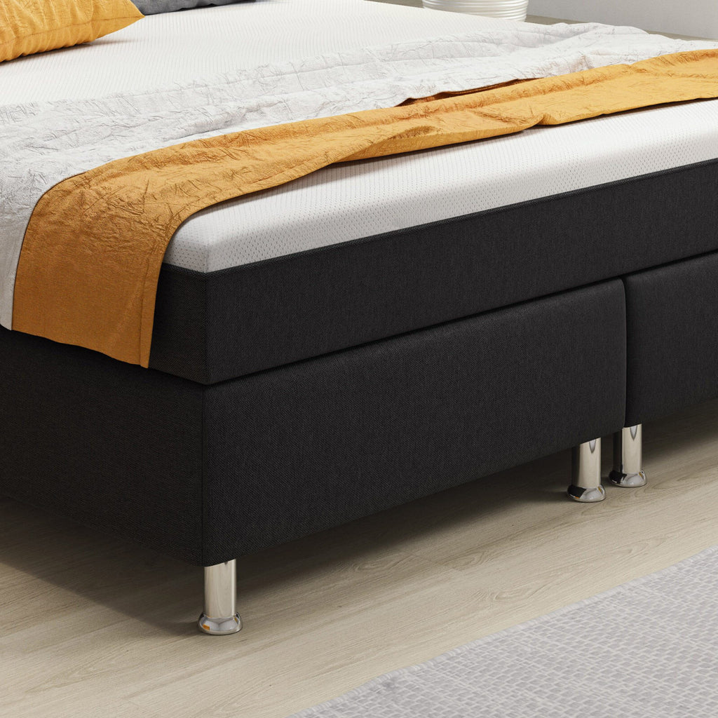Boxspringbett Schwarz Bett Komfortbett Hotelbett Stoff 180x200 cm   London 31735