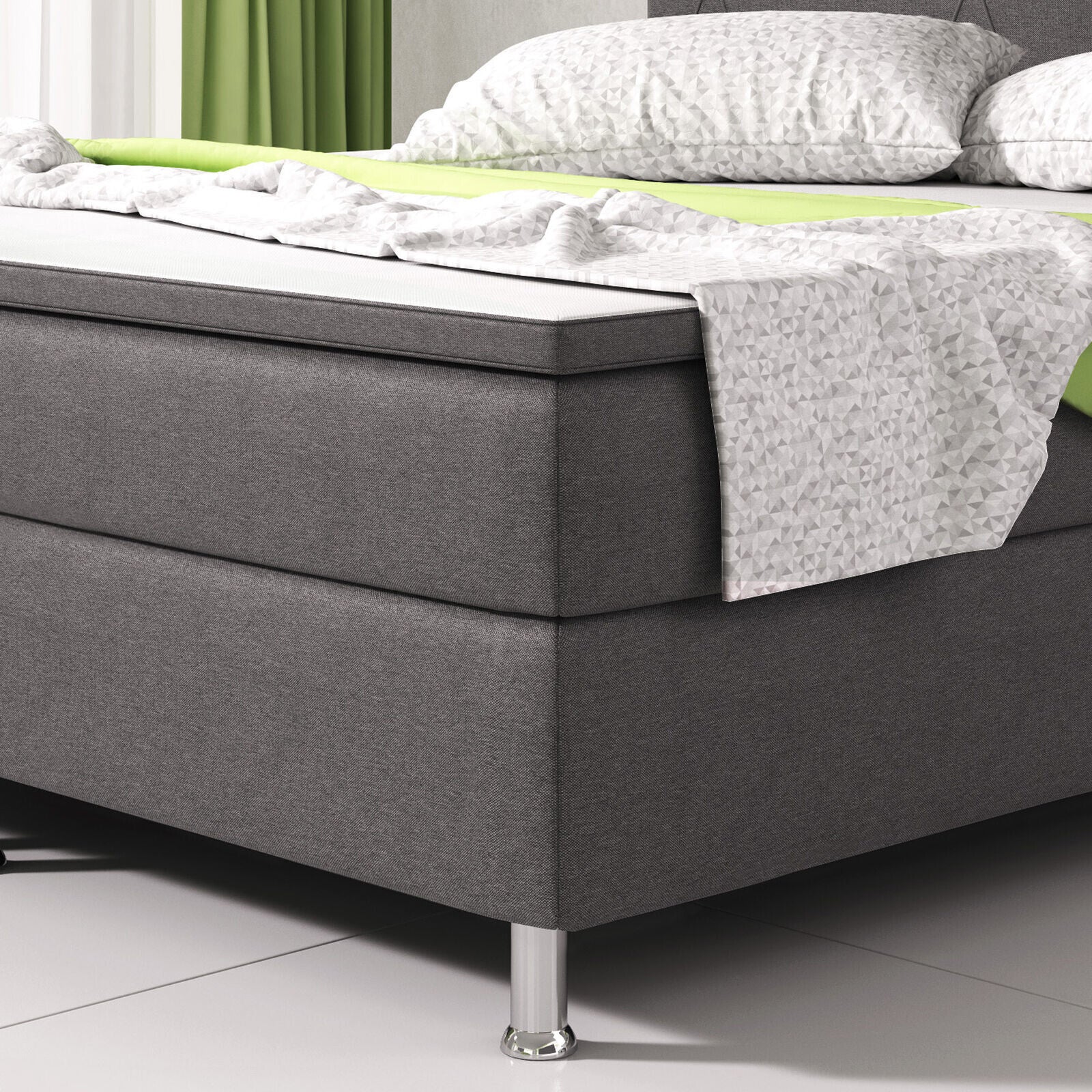 Boxspringbett 180x200 Anthrazit Bett Komfortbett Hotelbett Stoff BettBayern31732