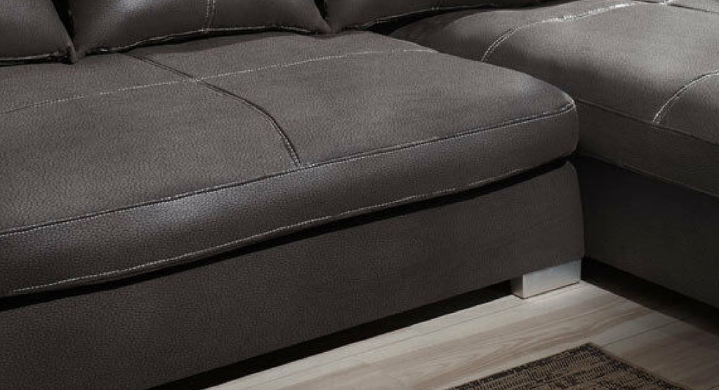 Design Couchgarnitur Anthrazit Sofa K-Leder Eck Big Sofa Wohnlandschaft Rechts
