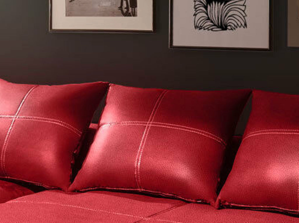 Design Couchgarnitur Rot Big Sofa K-Leder EckSofa Wohnlandschaft Megasofa Rechts