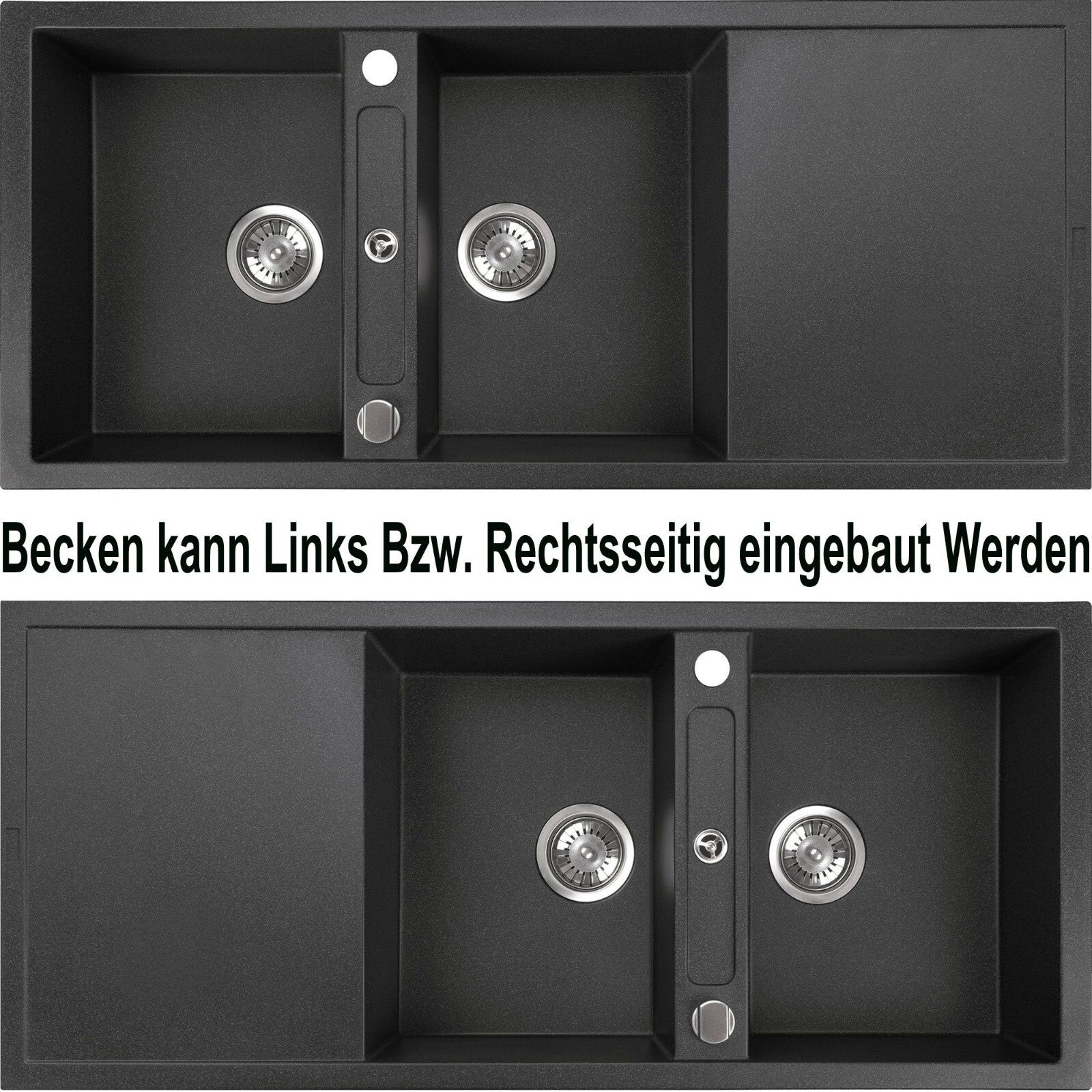 Granitspüle Küchenspüle Granit Siphon Einbauspüle Spülbecken Spüle Granit 116x51