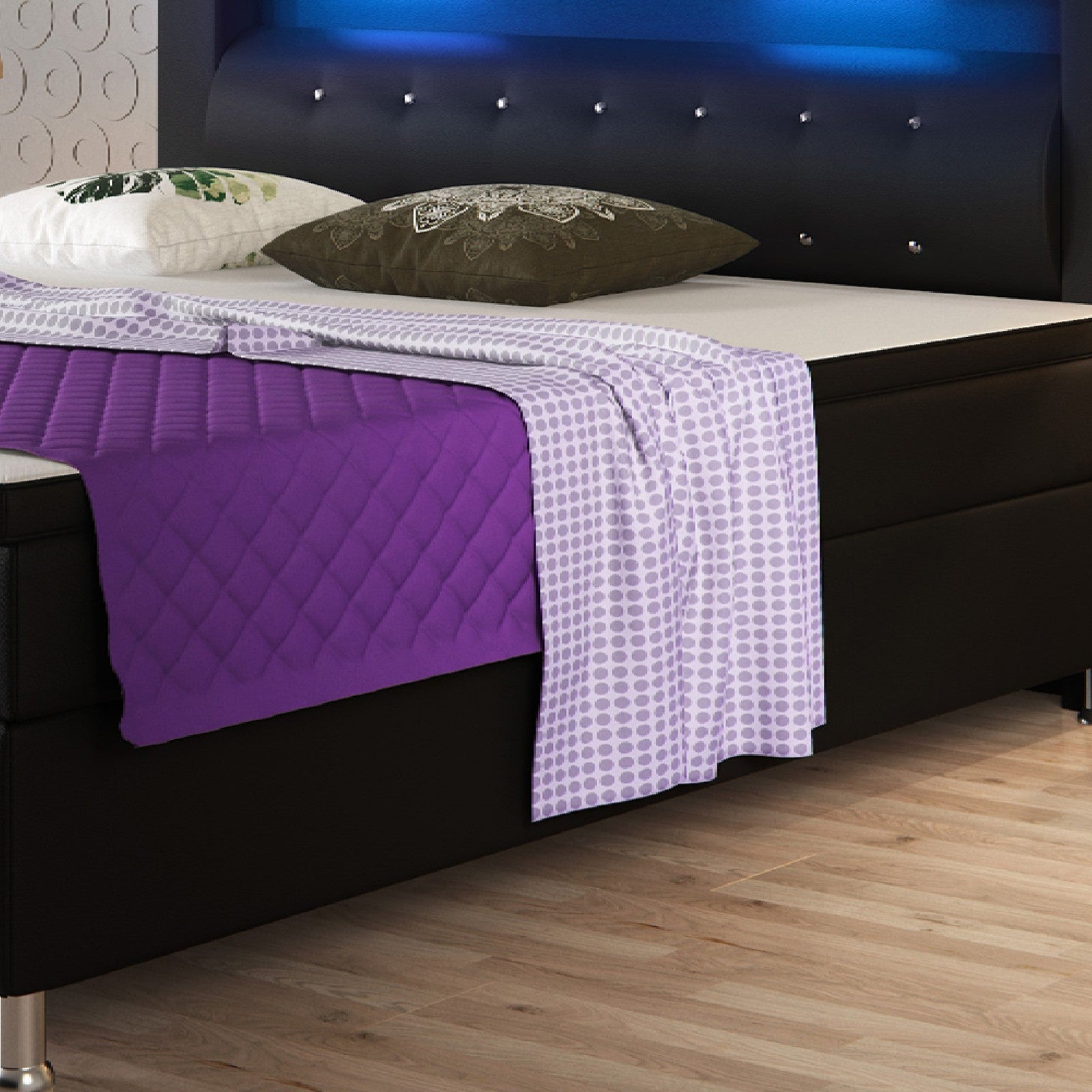 Boxspringbett Monaco 180x200 cm Kunstleder Schwarz Komfortbett Hotelbett Bett
