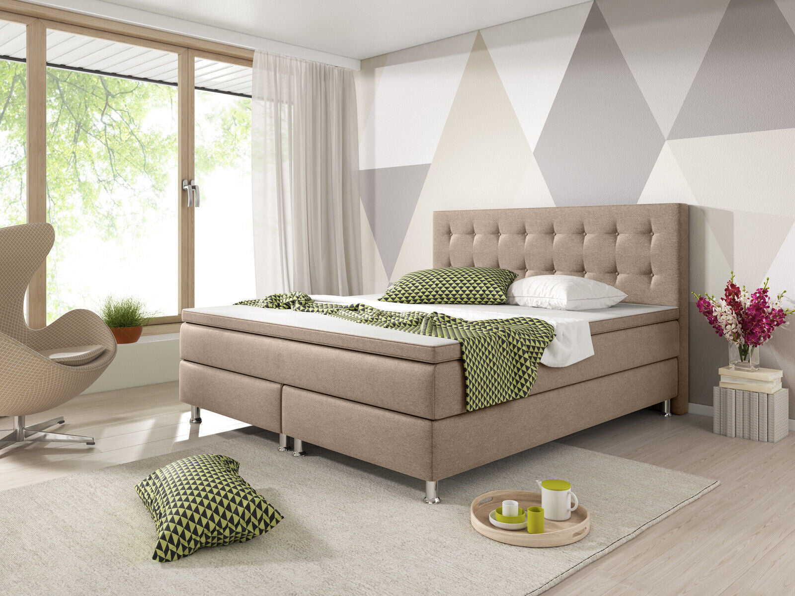 Boxspringbett 180x200 cm Muddy Bett Komfortbett Hotelbett Stoff Bett Bern 31741
