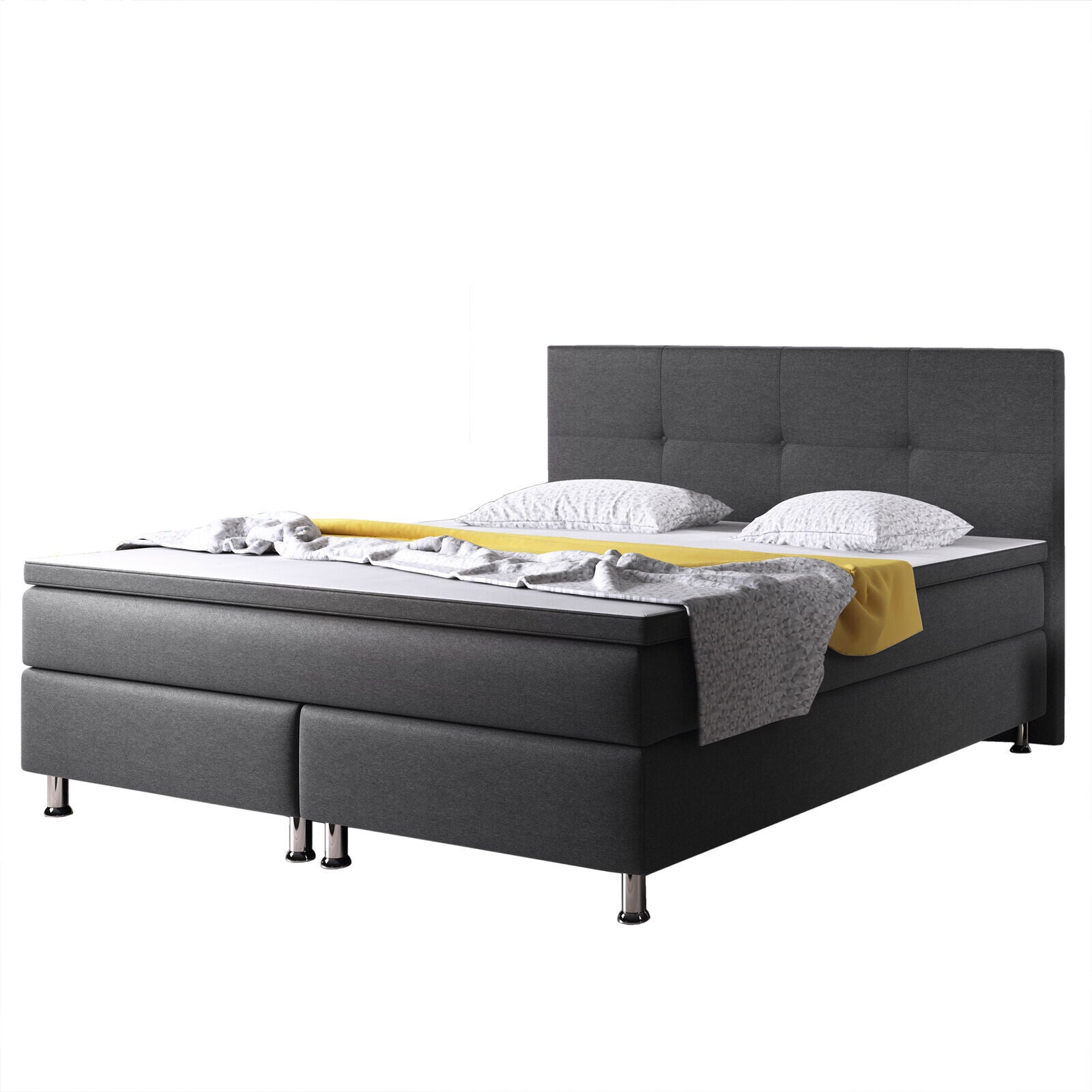 Boxspringbett 180x200 Anthrazit Bett Komfortbett Hotelbett Stoff Bett Texas31733