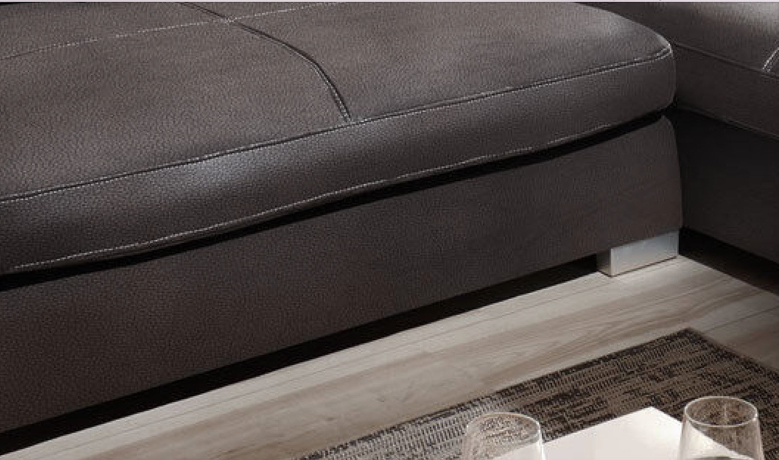 Design Couchgarnitur Anthrazit Sofa K-Leder Eck Big Sofa Wohnlandschaft Links