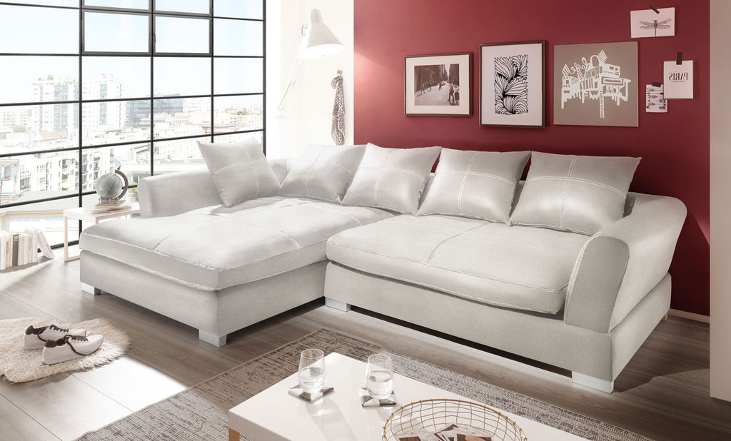 Couchgarnitur Weiss Sofa K-Leder Eck Sofa Wohnlandschaft Megasofa Links Design