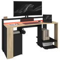 Gamingtisch"Meta"in Eiche und schwarz Gamer Schreibtisch inkl.LED  Farbwechsel