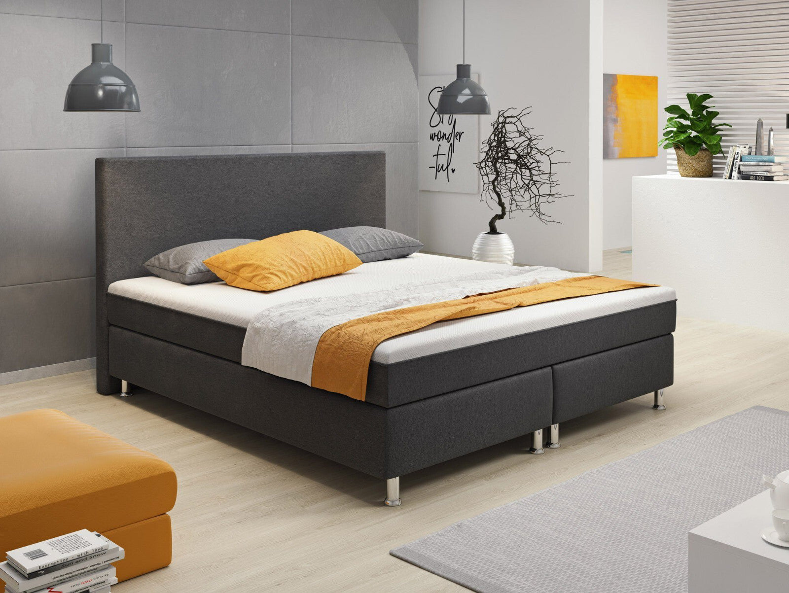 Boxspringbett 180x200 Anthrazit Bett Komfortbett Hotelbett Stoff Bett Londo31737