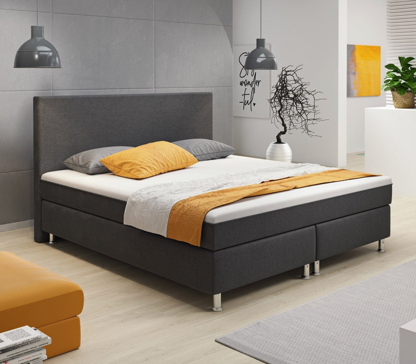 Boxspringbett 180x200 Anthrazit Bett Komfortbett Hotelbett Stoff Bett Londo31737