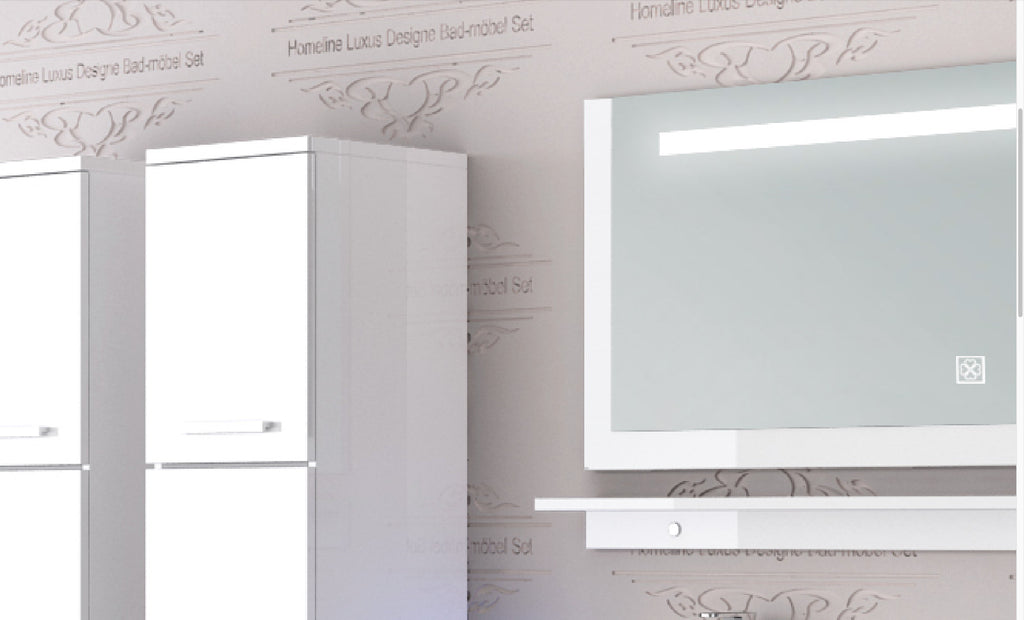 Doppelwaschtisch 240 cm Weiss Hochglanz Doppel Waschbecken Badmöbel Set Led Syts