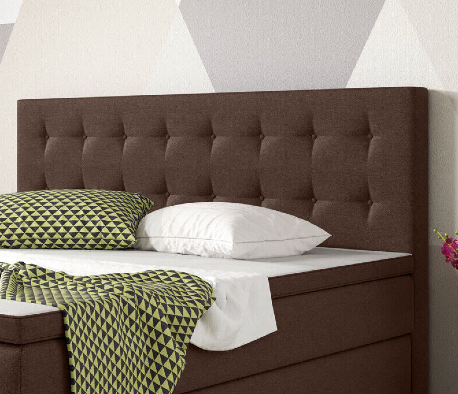 Boxspringbett 180x200 cm Braun Bett Komfortbett Hotelbett Stoff Bett Bern 31742