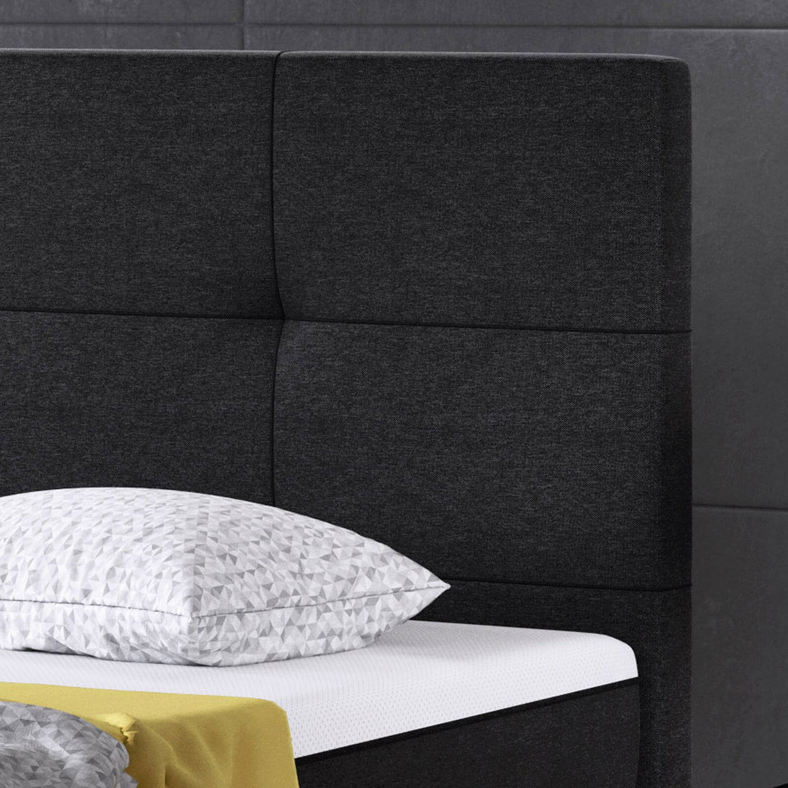 Boxspringbett 180x200 Schwarz Bett Komfortbett Hotelbett Stoff Bett Texas 31733