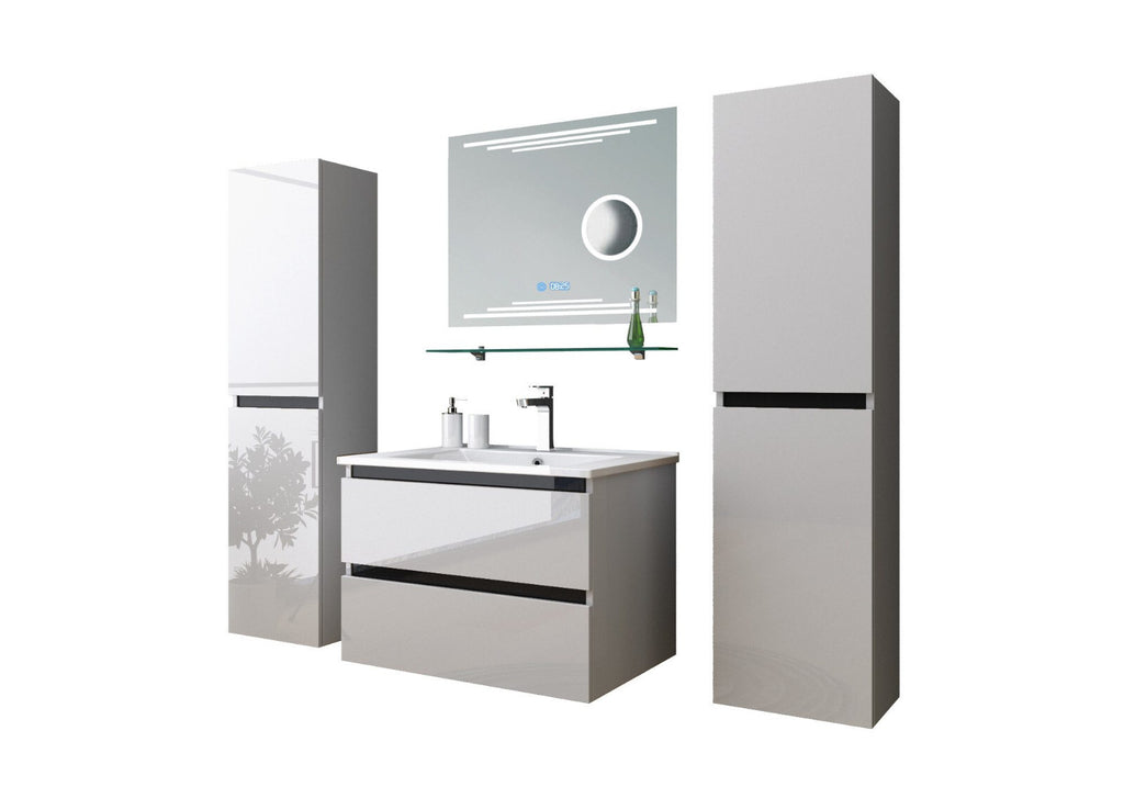 Badmöbel Set Weiß Badezimmermöbel Waschtisch Kosmetik Spiegel 60 90 120 cm Deniz