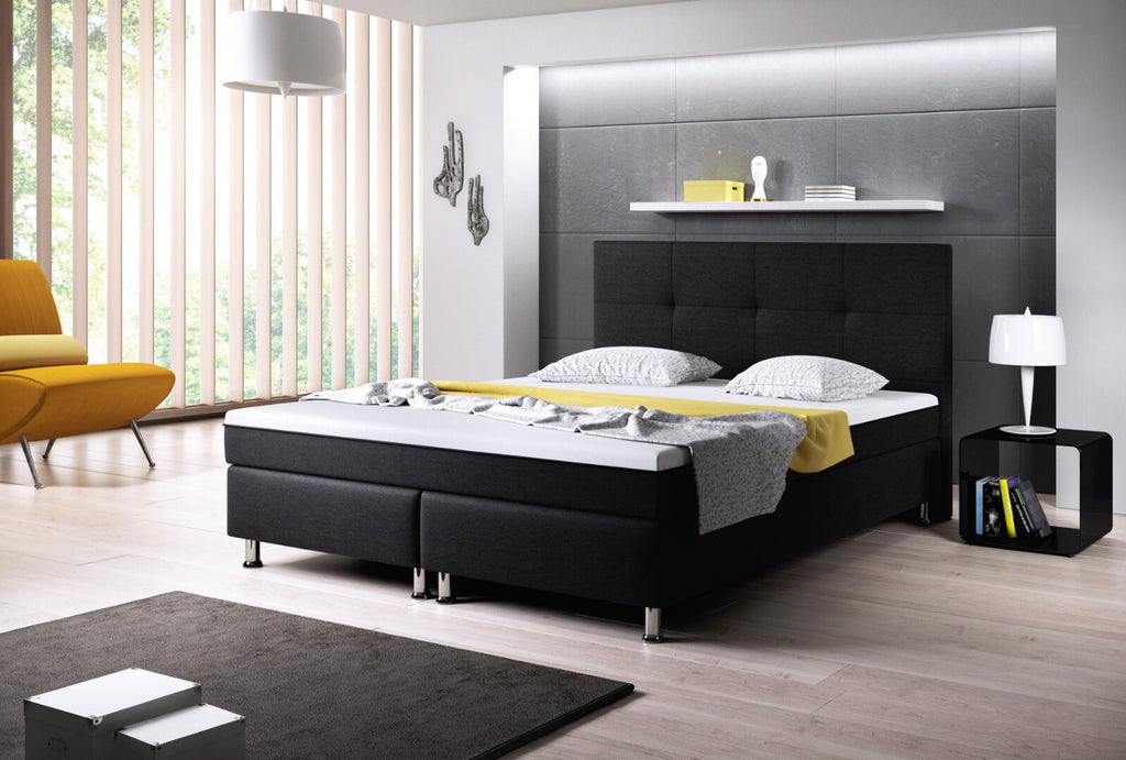 Boxspringbett 180x200 Schwarz Bett Komfortbett Hotelbett Stoff Bett Texas 31733